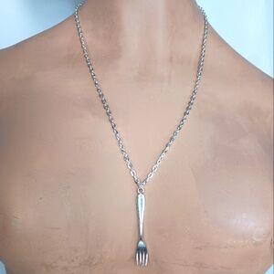 Silver Fork Pendant Necklace.